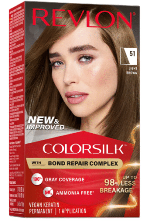 Revlon ColorSilk with Bond Repair Complex Permanent Hair Dye, Light Brown 51